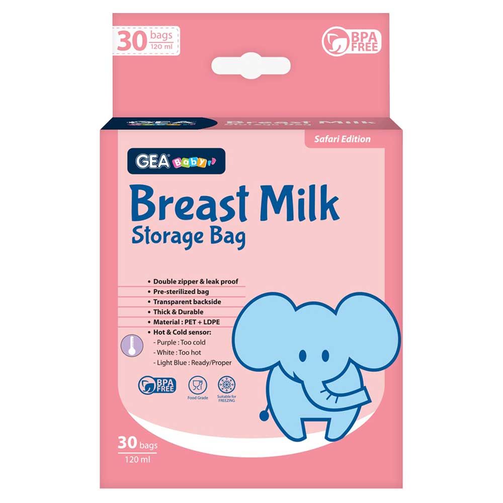 Gea Baby Breast Milk Storage Bag  Safari Edition - Pink Elephant 120Ml - 1
