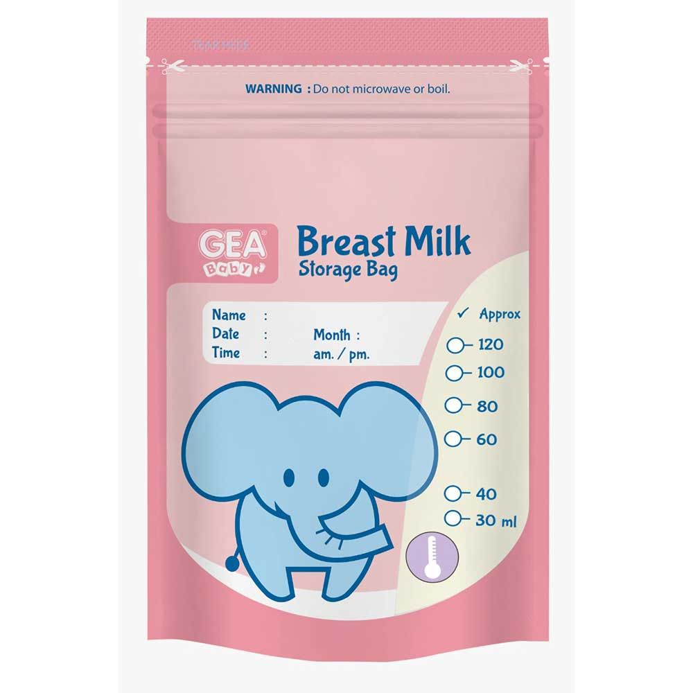 Gea Baby Breast Milk Storage Bag  Safari Edition - Pink Elephant 120Ml - 4