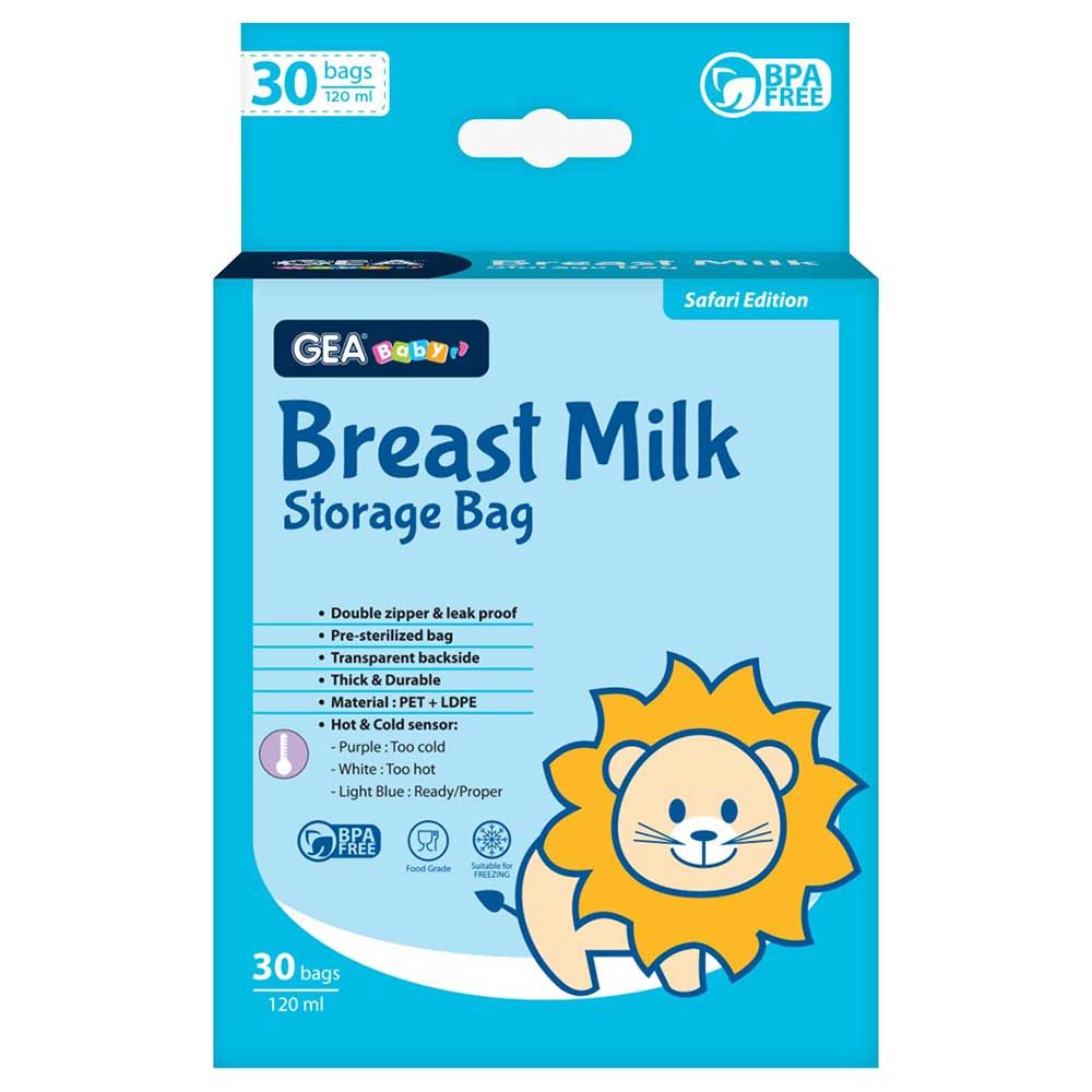 Gea Baby Breast Milk Storage Bag  Safari Edition - Blue Lion 120Ml - 1