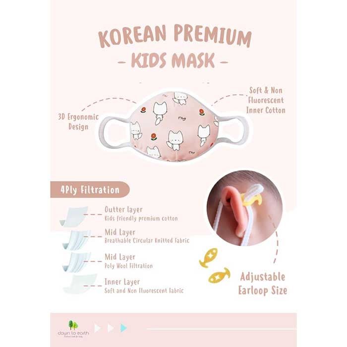 Down to Earth Korean Premium Kids Mask Motif Plain Black Size L - 4