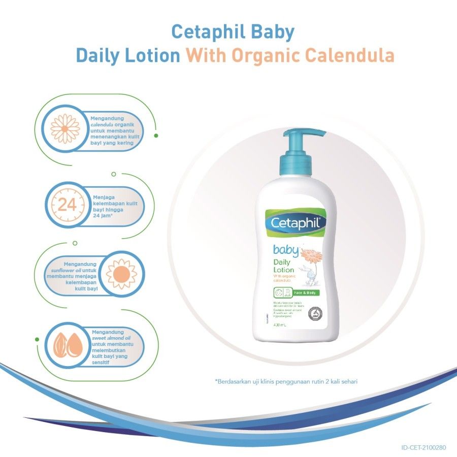 Cetaphil Baby Daily Lotion with Organic Calendula 400ml Lotion Pelembab untuk Perawatan Kulit Bayi - 3