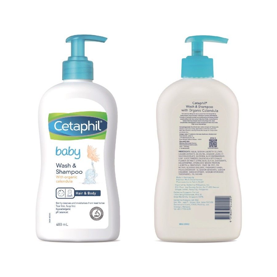Cetaphil Baby Wash & Shampoo with Organic Calendula 400ml Sabun Mandi dan Shampo untuk Perawatan Kulit Bayi - 2
