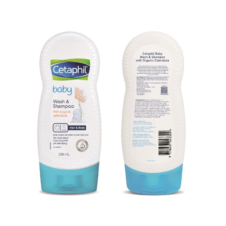 Cetaphil Baby Wash & Shampoo with Organic Calendula 230ml Sabun Mandi dan Shampo untuk Perawatan Kulit Bayi Cocok Untuk Kulit Sensitif - 2
