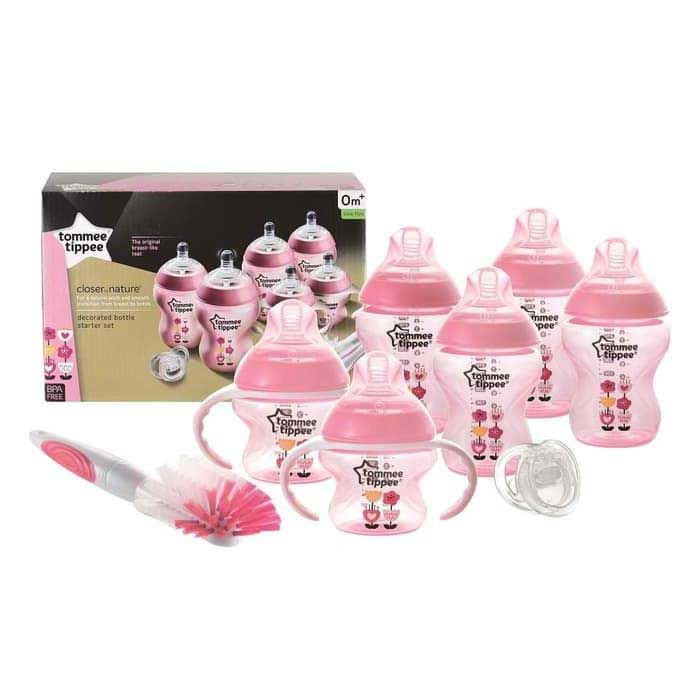 Tommee Tippee Decorated Bottle Starter Set - Pink - 1
