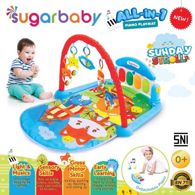 Sugar Baby All in 1 Piano Playmat - Sunday Stroll (Blue) - 2