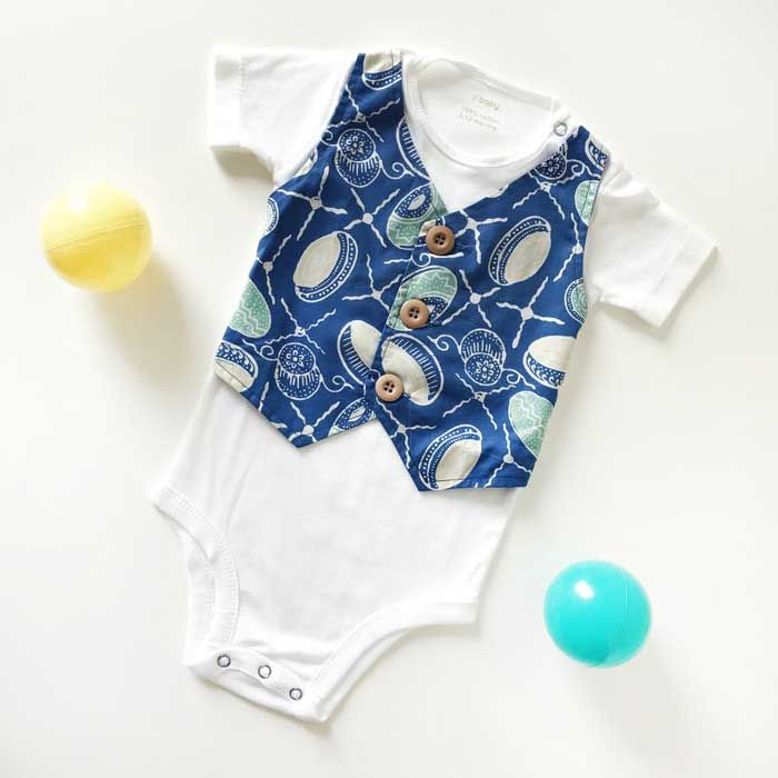 J-Baby Bodysuit Rompi Kain Batik Biru 3-12 month - 1
