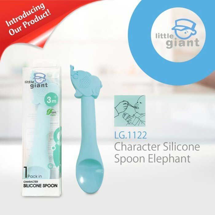 Little Giant Sendok Character Silicone Spoon 3 M+ - Elephant Blue - 1