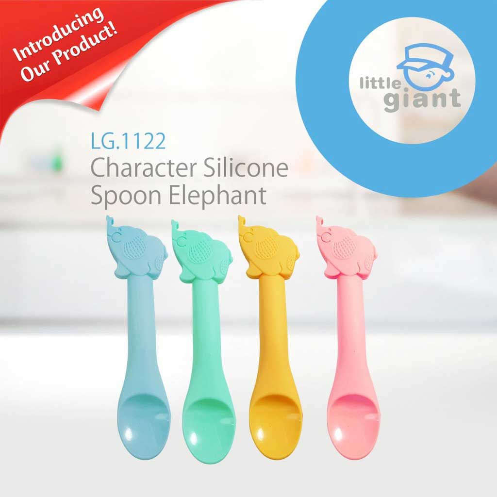 Little Giant Sendok Character Silicone Spoon 3 M+ - Elephant Blue - 2
