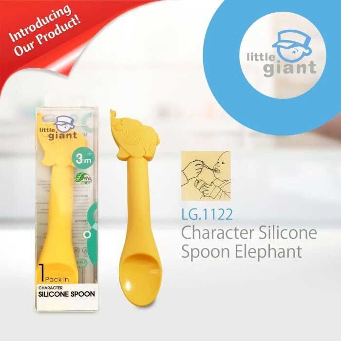 Little Giant Sendok Character Silicone Spoon 3 M+ - Elephant Yellow - 1