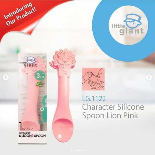Little Giant Sendok Character Silicone Spoon 3 M+ - Lion Pink - 1