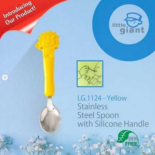 Little Giant Sendok Stainless Steel Spoon With Silicon Handle 3 M+ - Yellow - 1