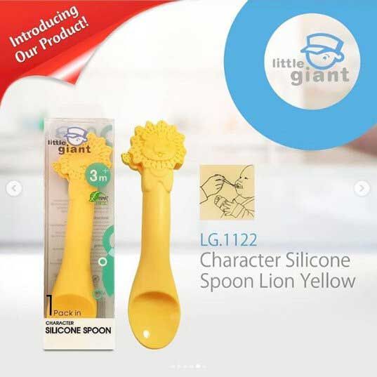 Little Giant Sendok Character Silicone Spoon 3 M+ - Lion Yellow - 1