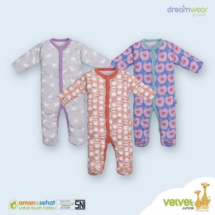 Velvet Dreamwear Sleepsuit - Jumper Baby | Baju Tidur Bayi (Girl - Sweetheart) Size L - 1
