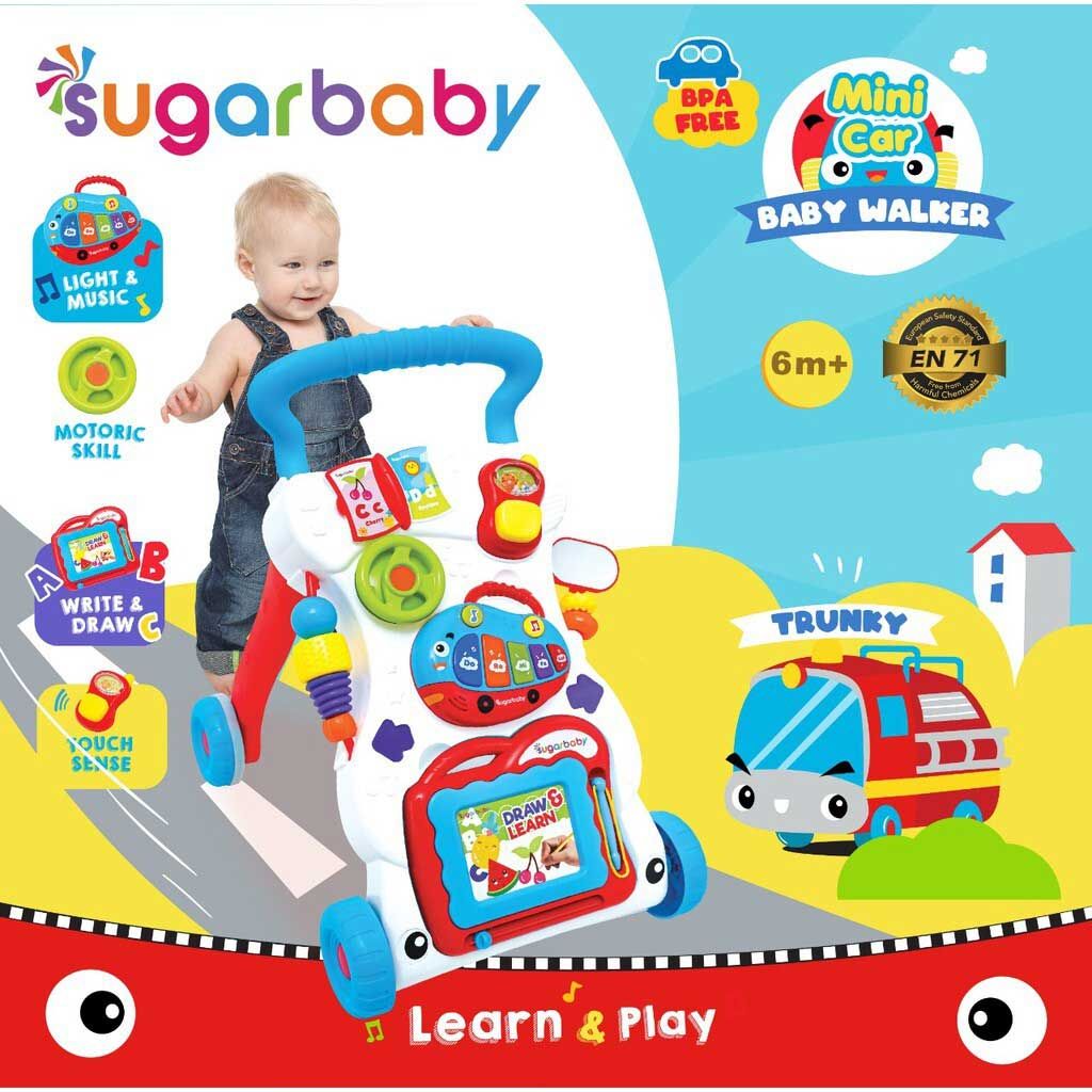 Sugar Baby Mini Car Push Walker Trunky - Red Blue - 1