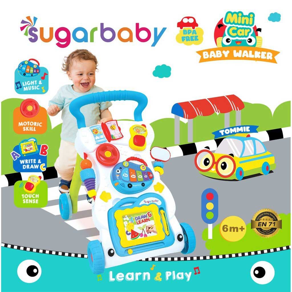Sugar Baby Mini Car Push Walker Tommie - Light Blue - 1
