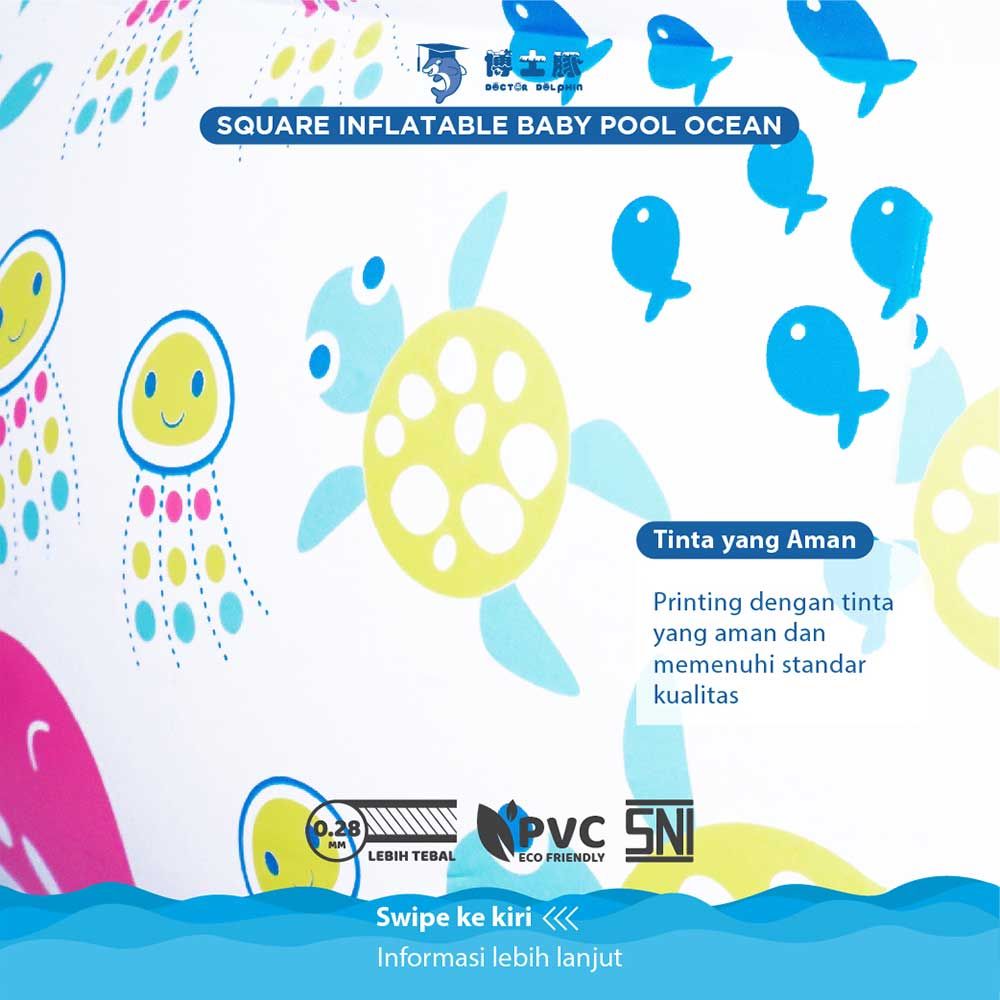 Doctor Dolphin Square Inflatable Baby Pool Uk. 150*110*60 Cm - 6