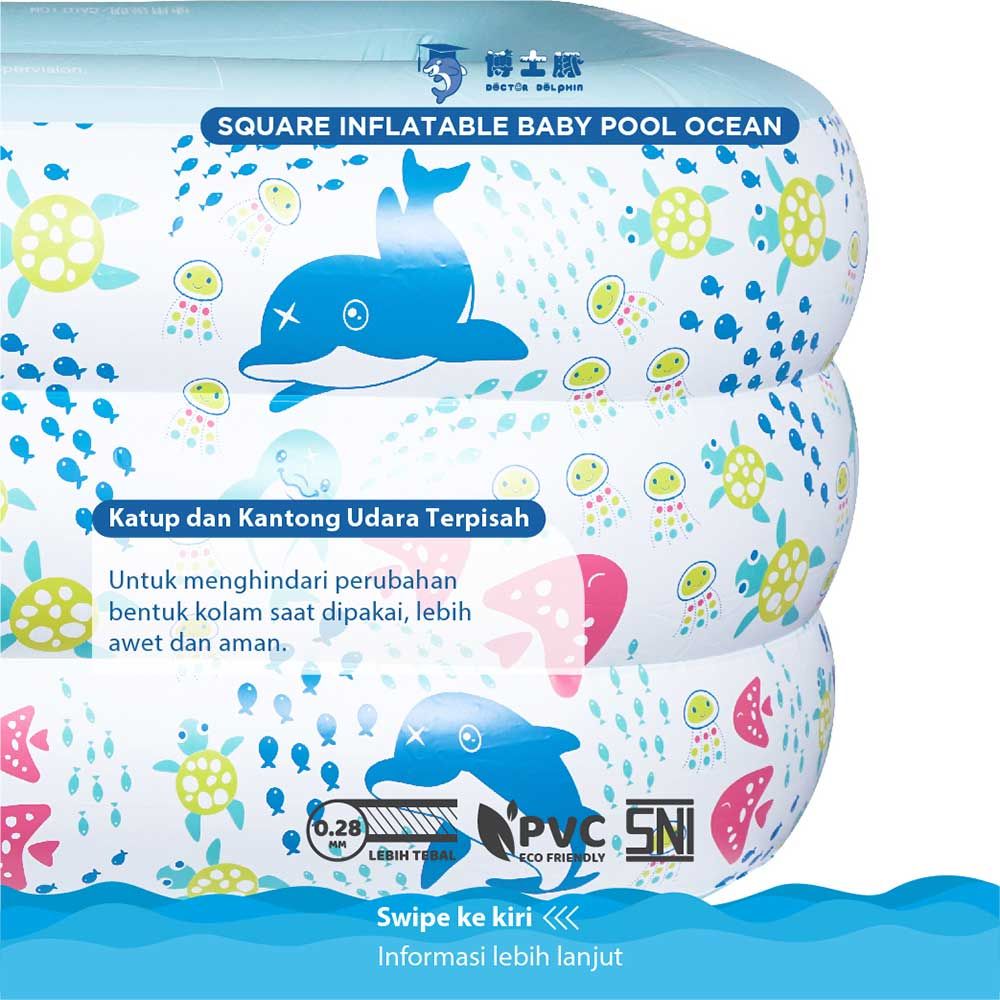 Doctor Dolphin Square Inflatable Baby Pool Uk. 180*135*60 Cm - 8