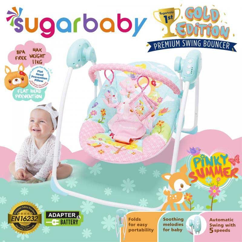 Sugar Baby Gold Edition Premium Swing Bouncer - Pinky Summer - 2