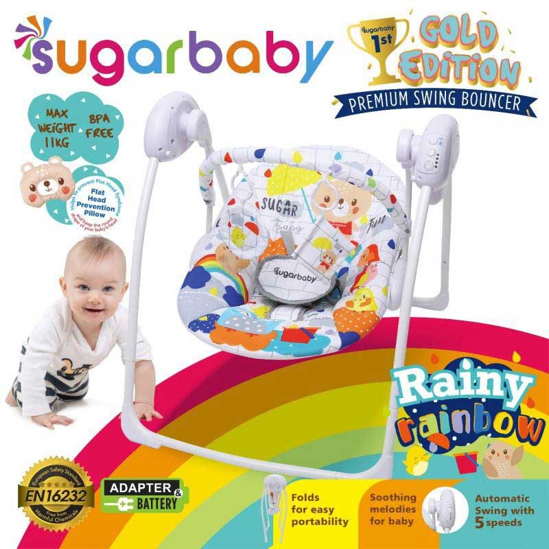 Sugar Baby Gold Edition Premium Swing Bouncer - Rainy Rainbow - 2