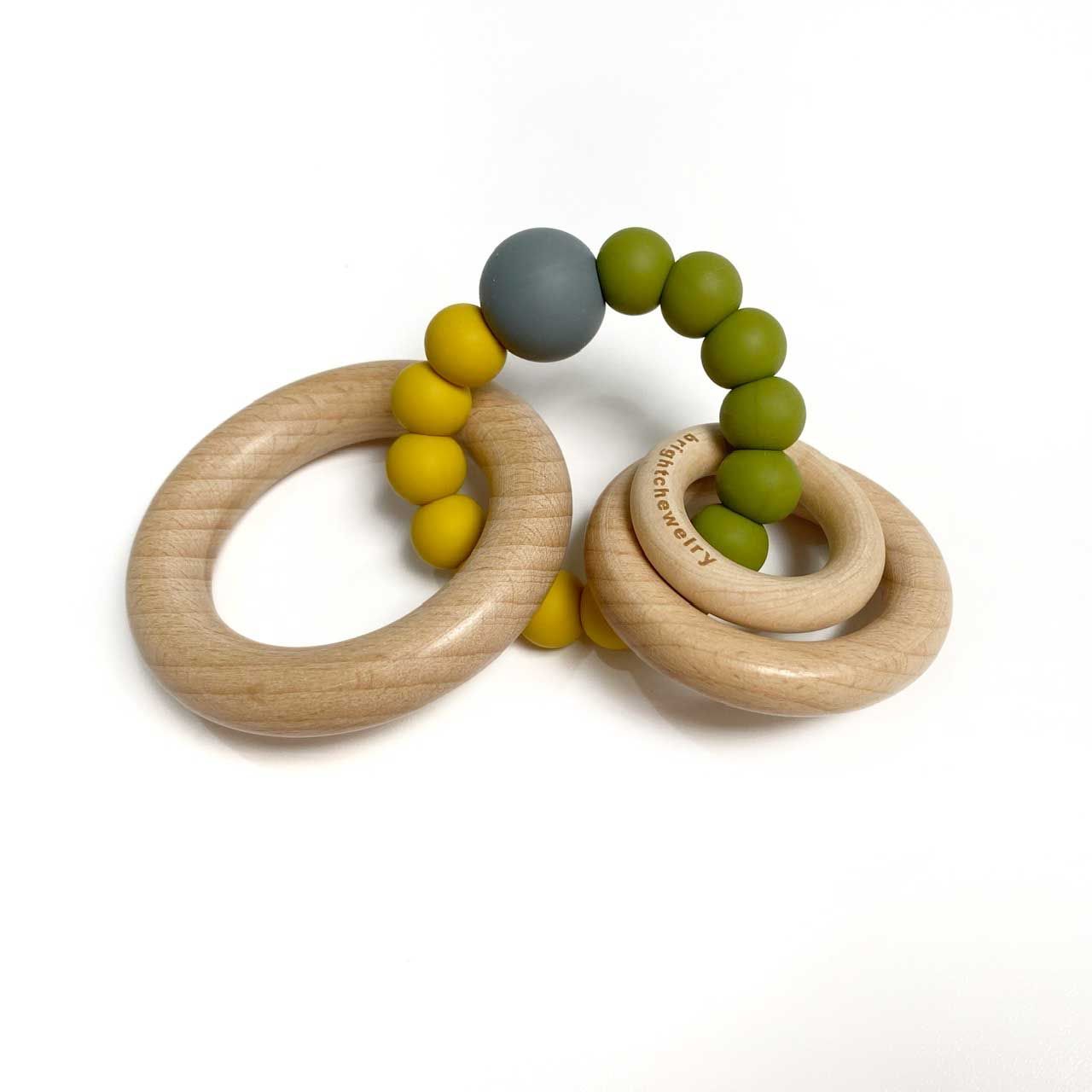 Brightchewelry Mixwooden Silicone Rattle-Earth Tone - 1
