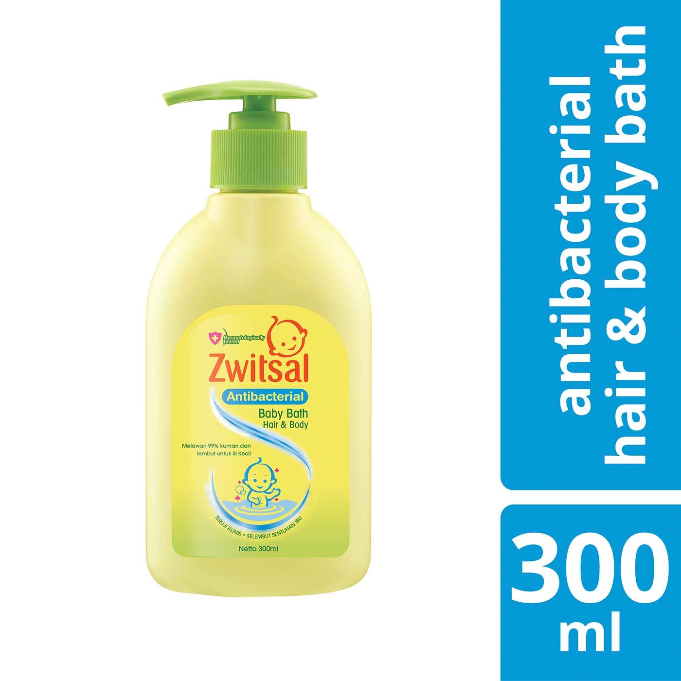 Zwitsal Baby Bath Hair & Body Antibacterial 300ml - 1