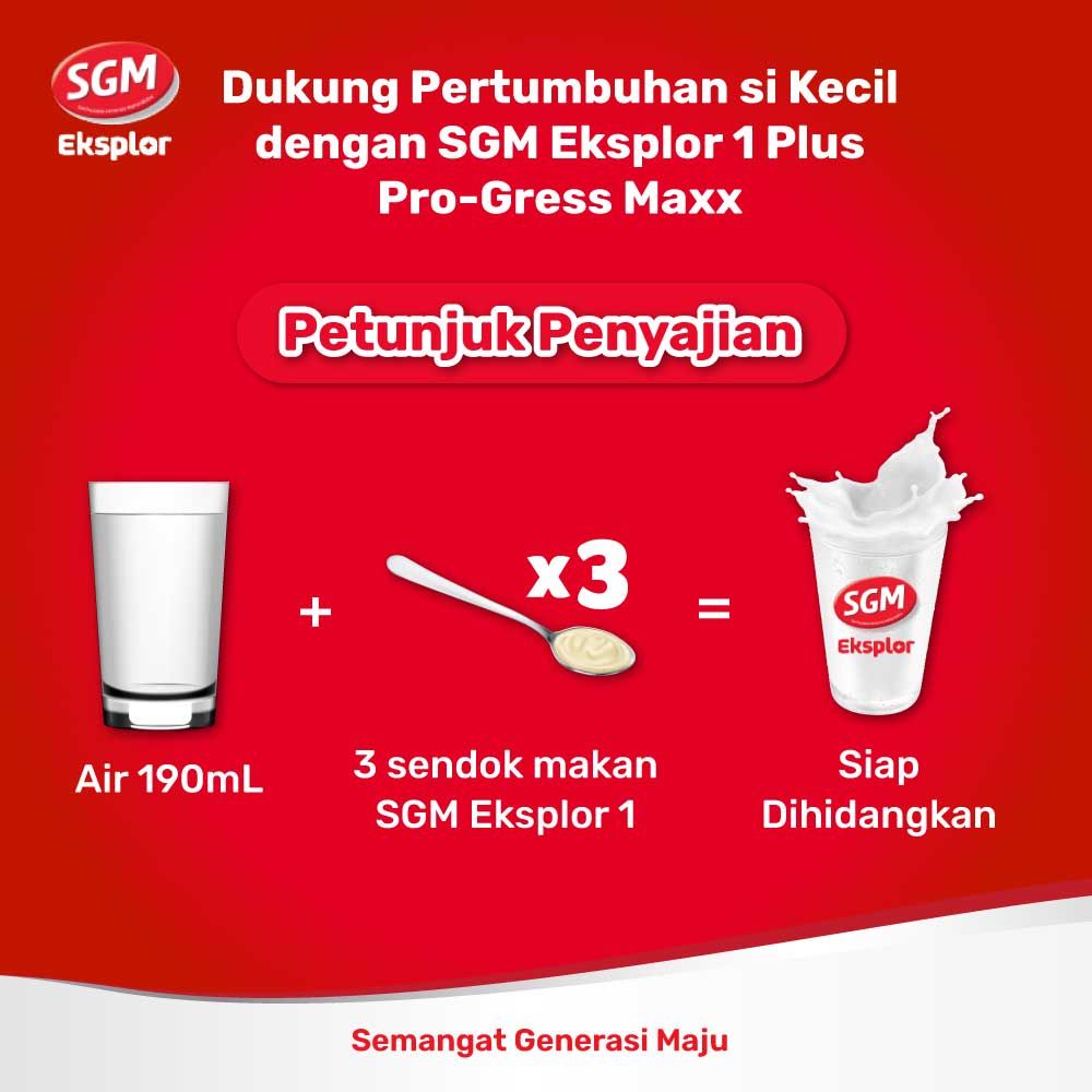 SGM Eksplor Aktif 1+ Pro-GressMaxx Vanilla Susu Pertumbuhan 900GR + GRATIS 100GR NEW - 7