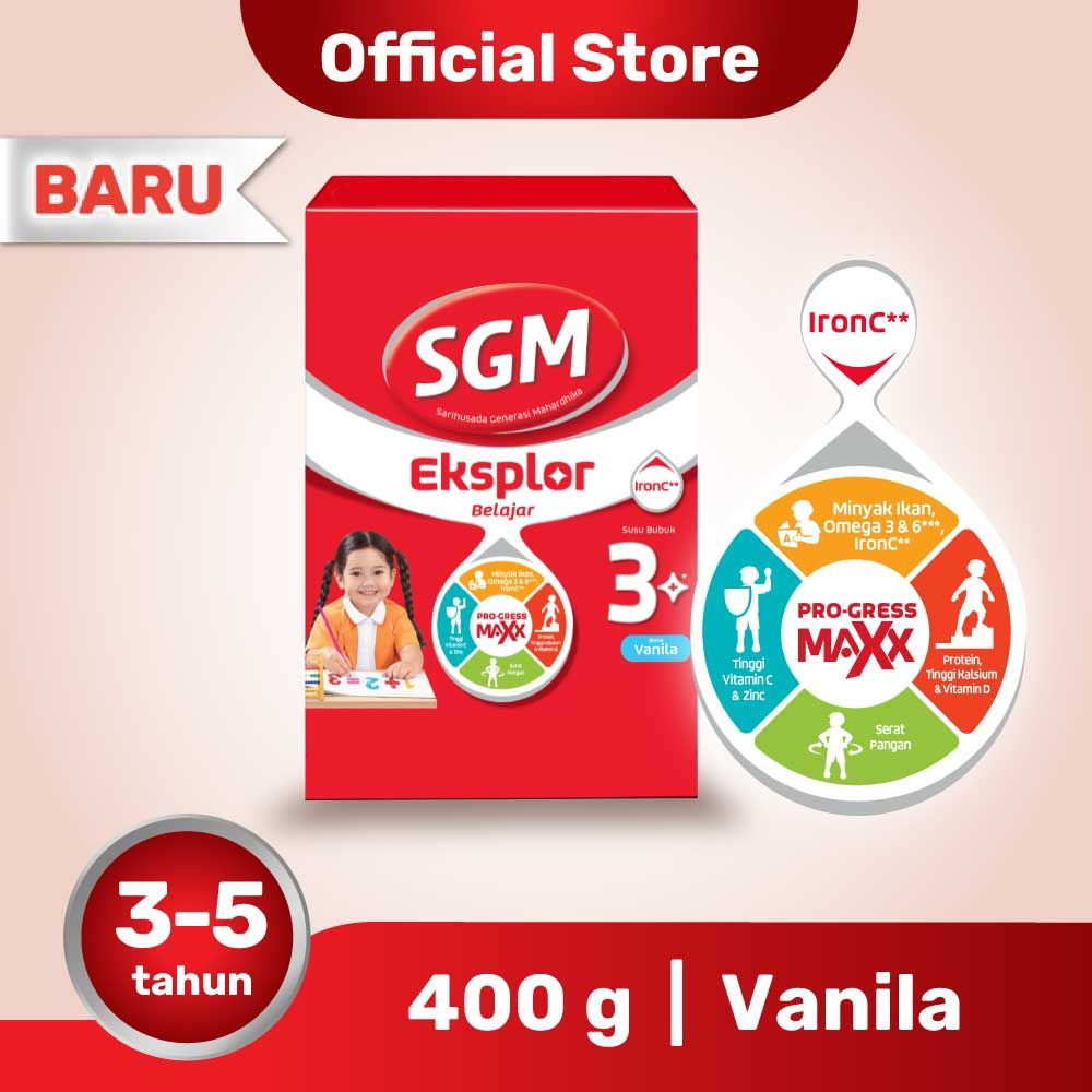 SGM Eksplor Belajar 3+ Pro-GressMaxx Vanilla Susu Bubuk 400GR NEW - 1