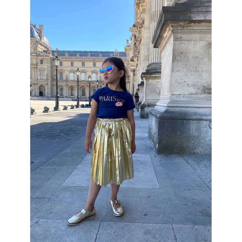 Kids Talk About Parisien Holiday Tee Gold Patch Limited Edition (Unisex) 3-4 - 3