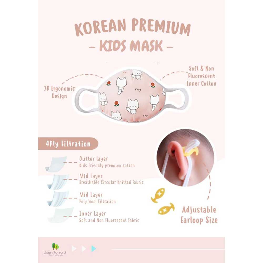 Down To Earth Korean Premium Kids Mask No 19 Motif Whale And Friends Size S - 3