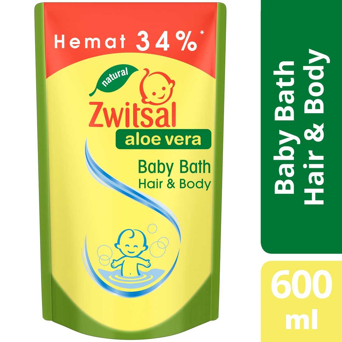 Zwitsal Baby Bath 2In1 Hair & Body Aloe Vera 600ml - 1