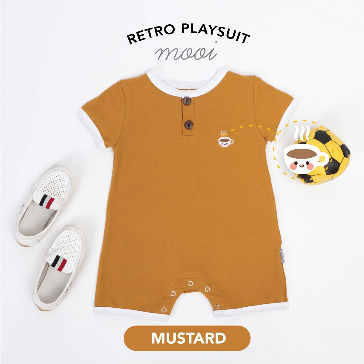 Mooi Retro Playsuit - Mustard 12-18m - 1