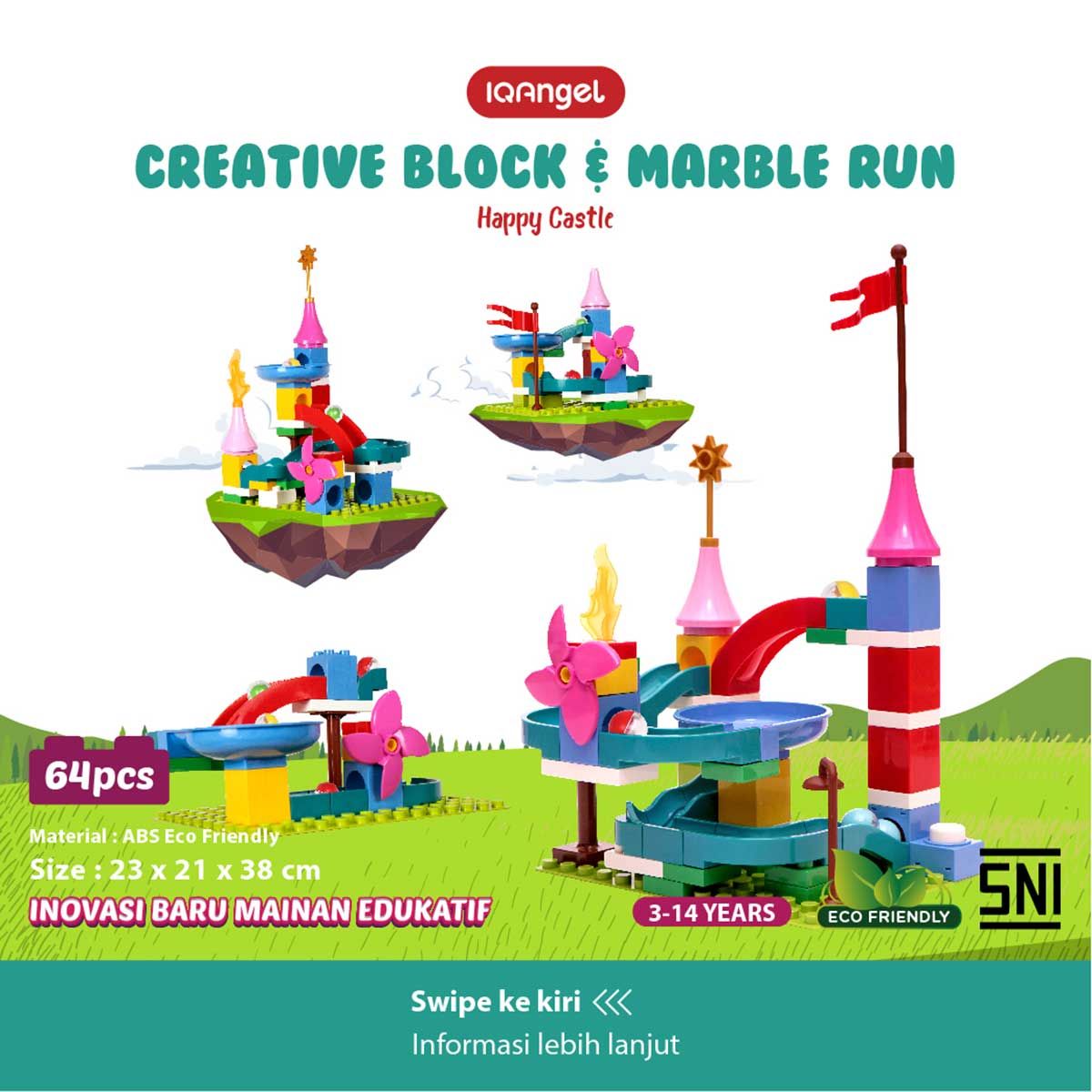 IQ Angel Creative Block & Marble Run Toys Happy Castel - IQ1028 - 1