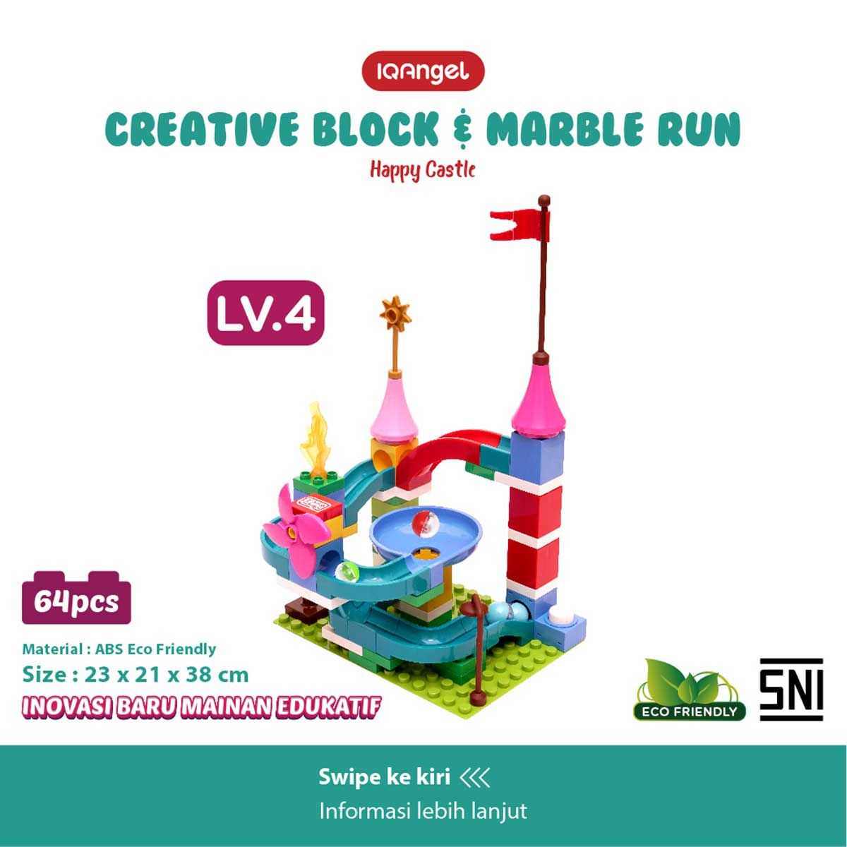 IQ Angel Creative Block & Marble Run Toys Happy Castel - IQ1028 - 5