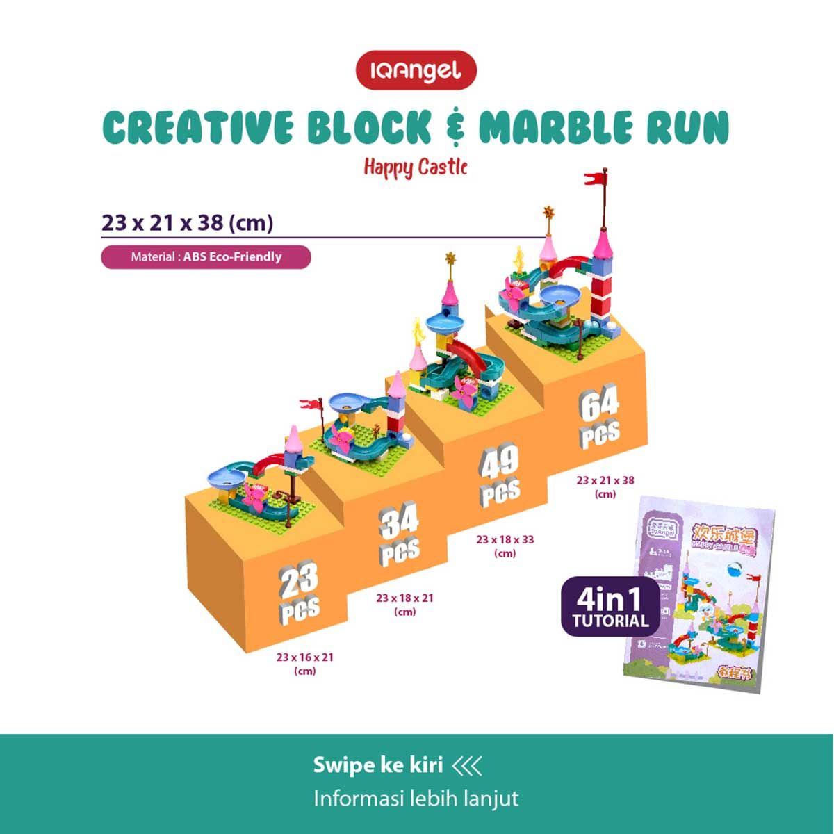 IQ Angel Creative Block & Marble Run Toys Happy Castel - IQ1028 - 6