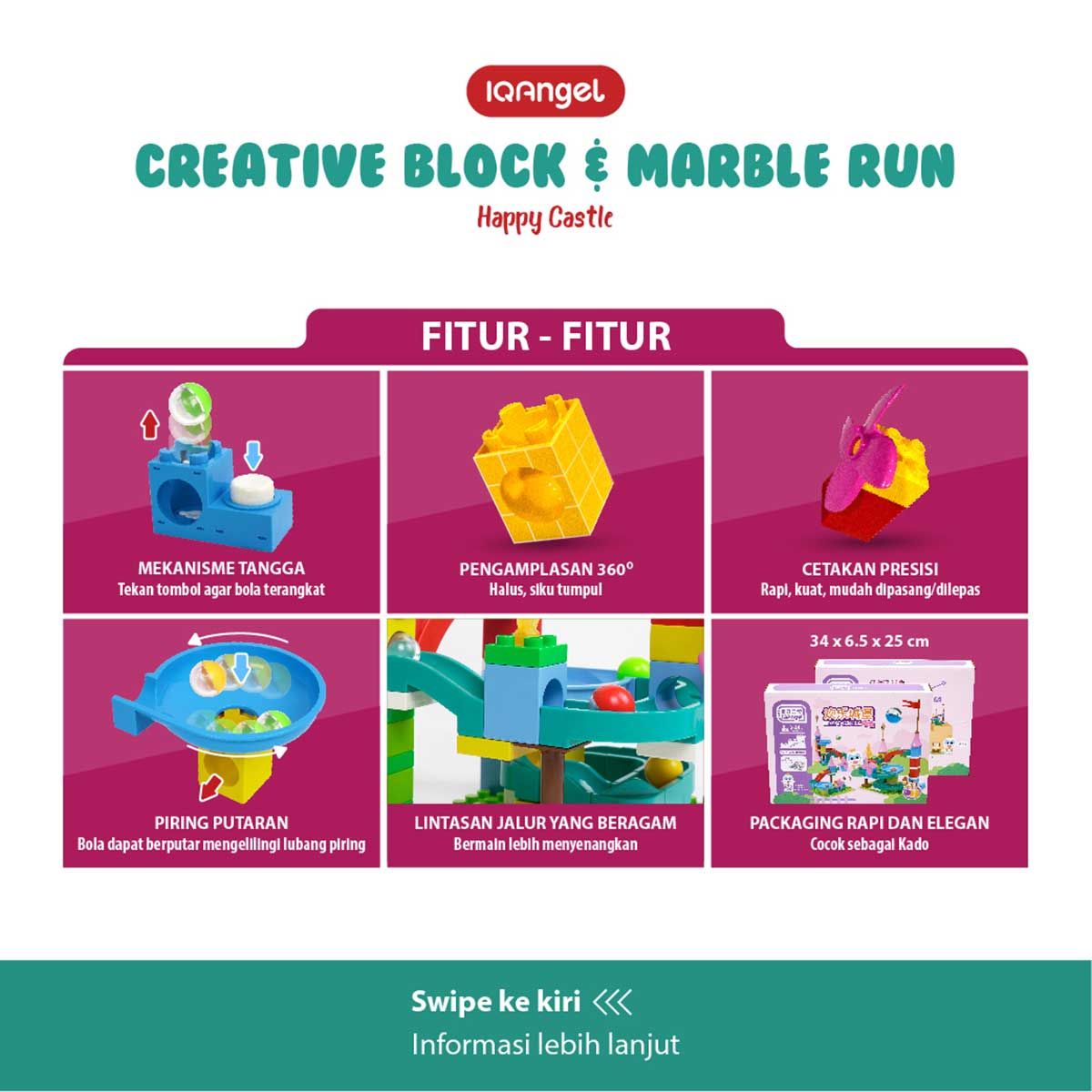 IQ Angel Creative Block & Marble Run Toys Happy Castel - IQ1028 - 8