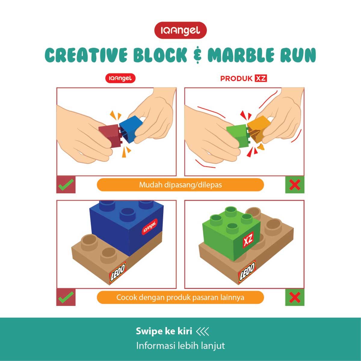 IQ Angel Creative Block & Marble Run Toys Happy Castel - IQ1028 - 9