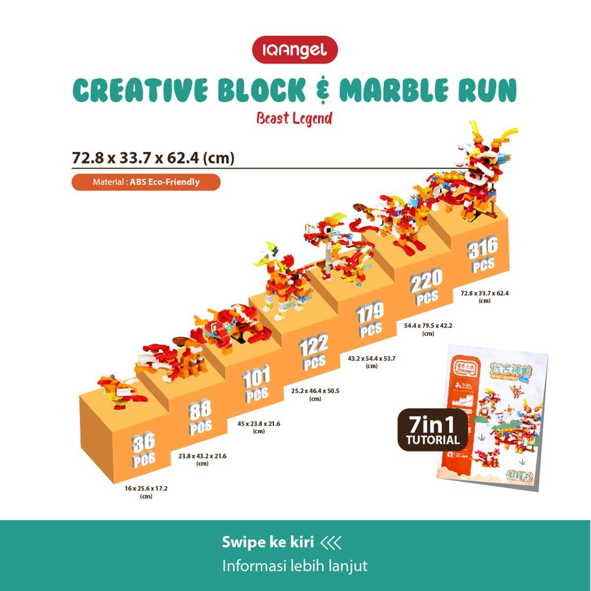 IQ Angle Creative Block & Marble Run Toys Beast Legend - IQ1026 - 7