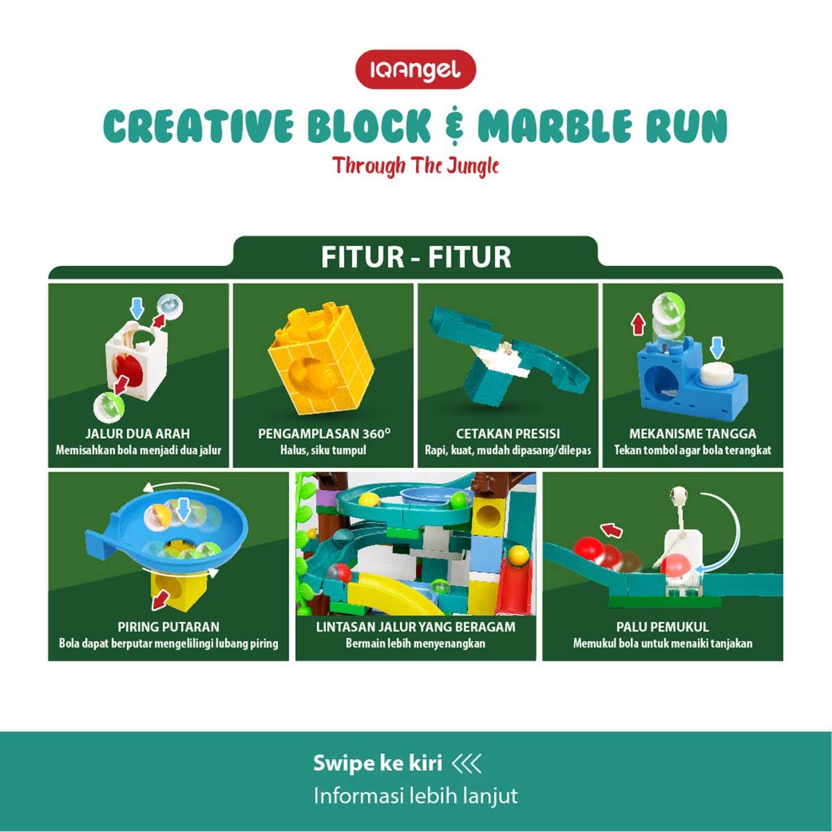IQ Angel Creative Block & Marble Run Toys Through The Jugle - IQ1029 - 8