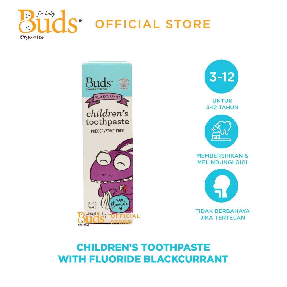 BUDS - Toothpaste With Fluoride Blackcurrant (3-12Y) 50ml - 2