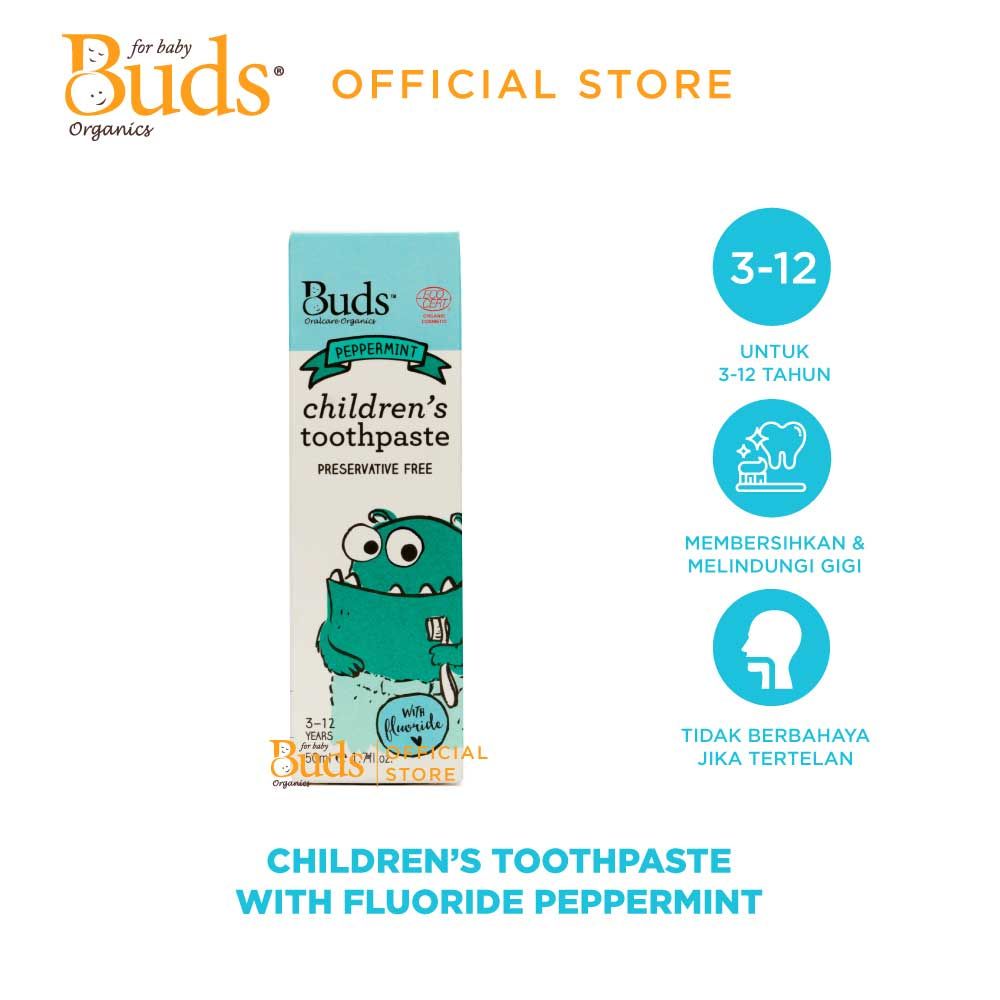 BUDS - Toothpaste With Fluoride Peppermint (3-12Y) 50ml - 2