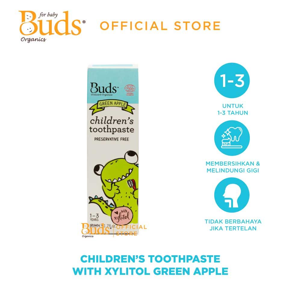 BUDS - Toothpaste With Xylitol Green Apple (1-3Y) 50ml - 2