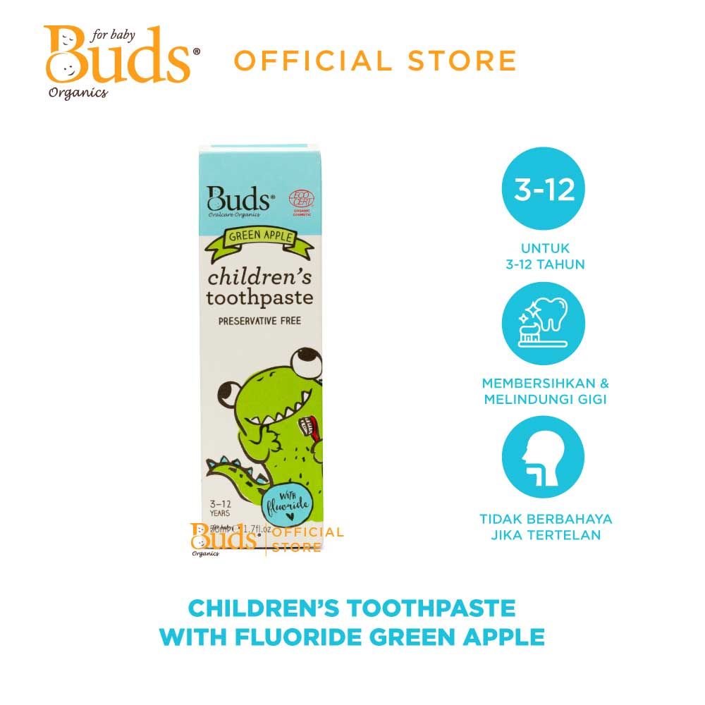 BUDS - Toothpaste With Fluoride Green Apple (3-12Y) 50ml - 2