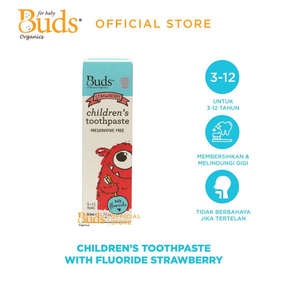 BUDS - Toothpaste With Fluoride Strawberry (3-12Y) 50ml - 2