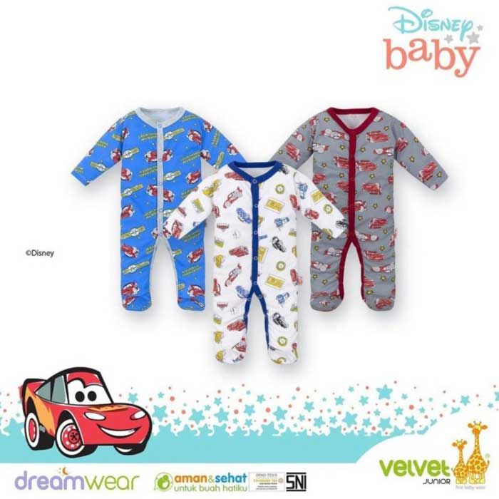 Velvet Dreamwear Cars Sleepsuit - Jumper Baby Bayi | Baju Tidur Bayi (Boy) Size NB - 1