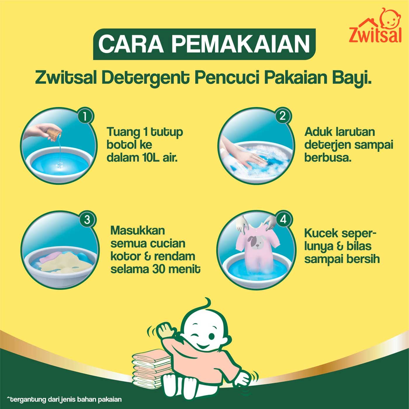 Zwitsal Baby Fabric Detergent 750 ml Free Baby Bottle & Utensils Cleaner 135 ml NEW - 4