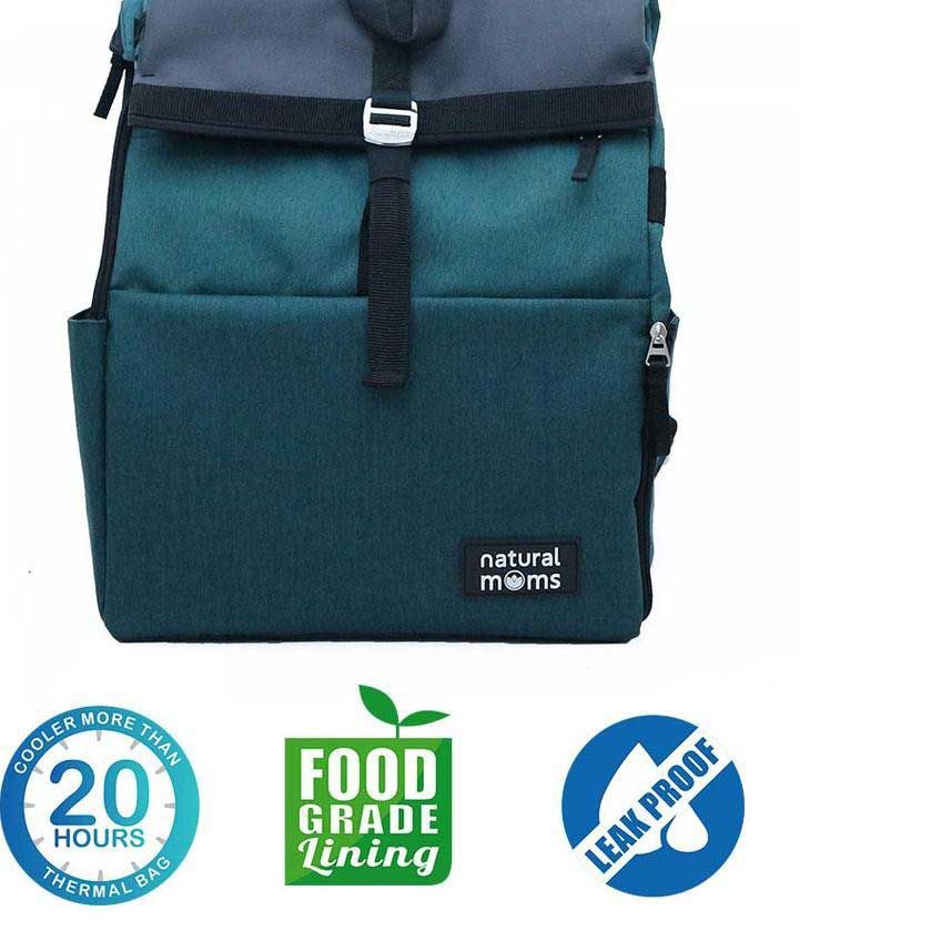 Natural Moms Thermal Bag Backpack - Flip Green  - 1