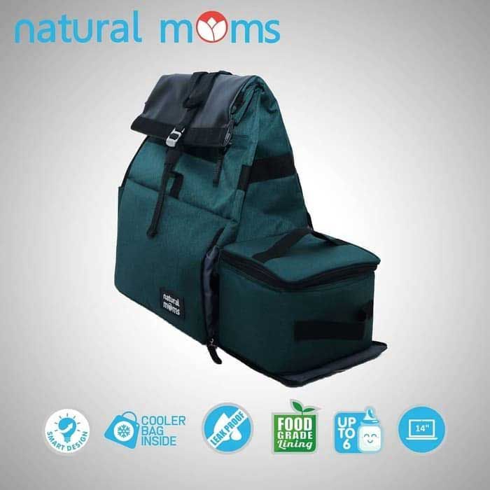 Natural Moms Thermal Bag Backpack - Flip Green  - 2