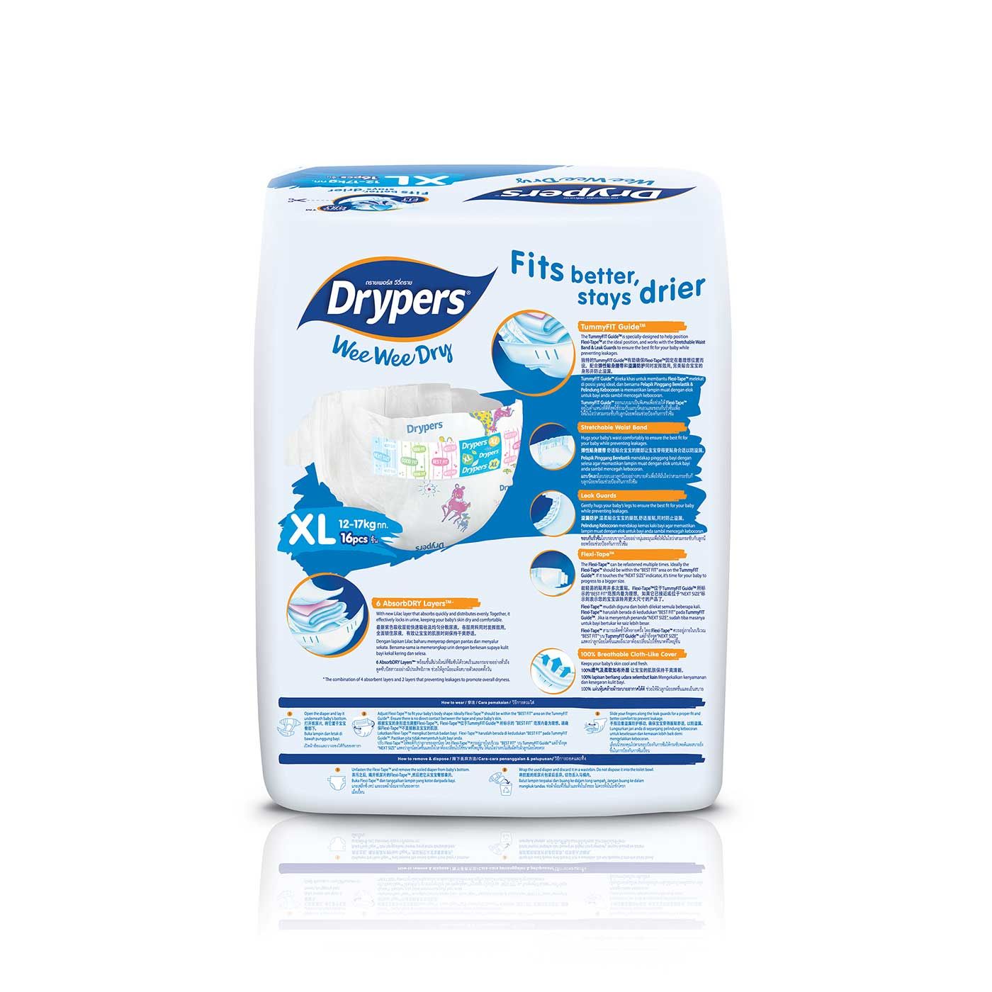 Drypers Wee Wee Dry - XL 16s - 2