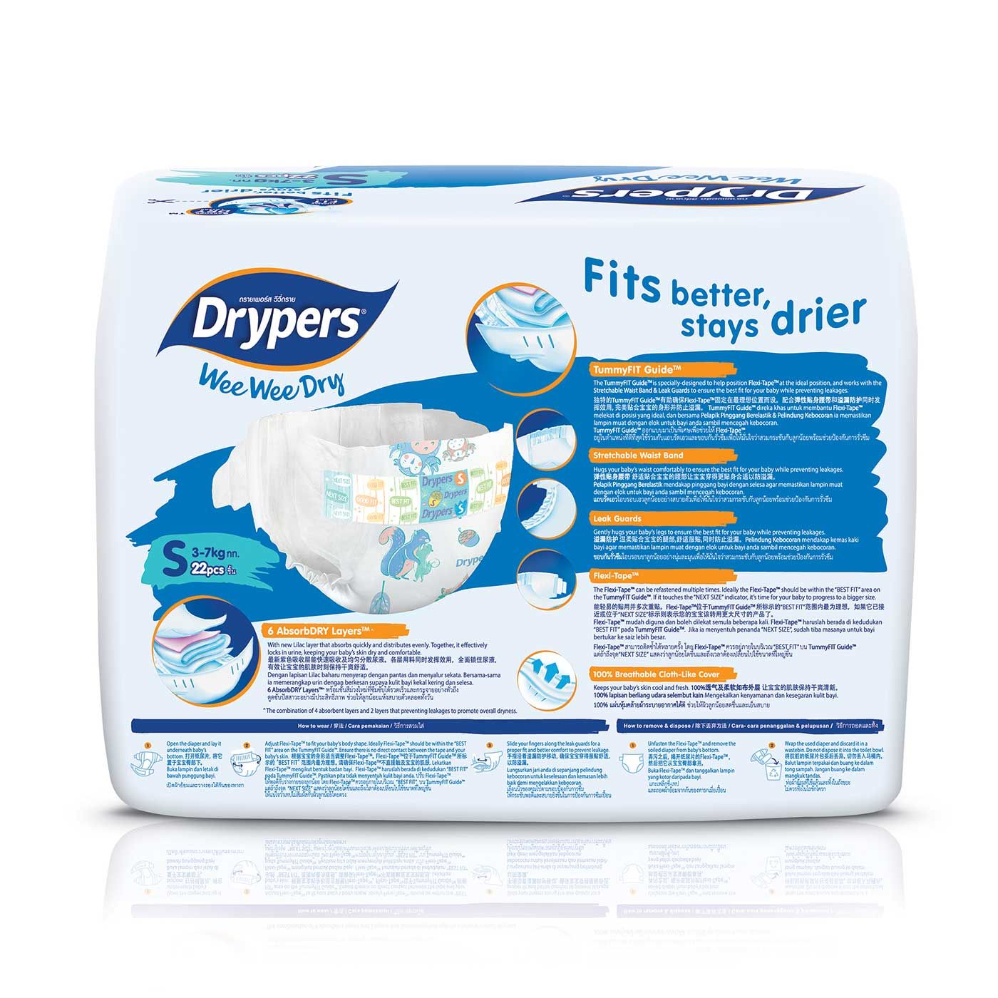 Drypers Wee Wee Dry - S 22s - 2