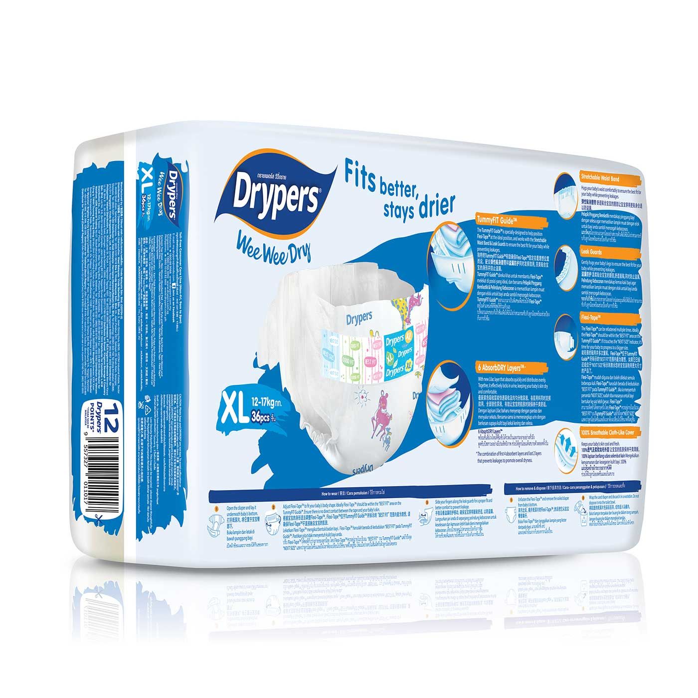 Drypers Wee Wee Dry - XL 36s - 4